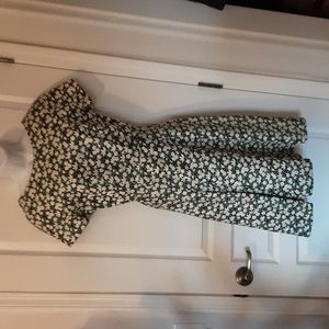 Vintage‎ Brocade Green & White A-line Dress